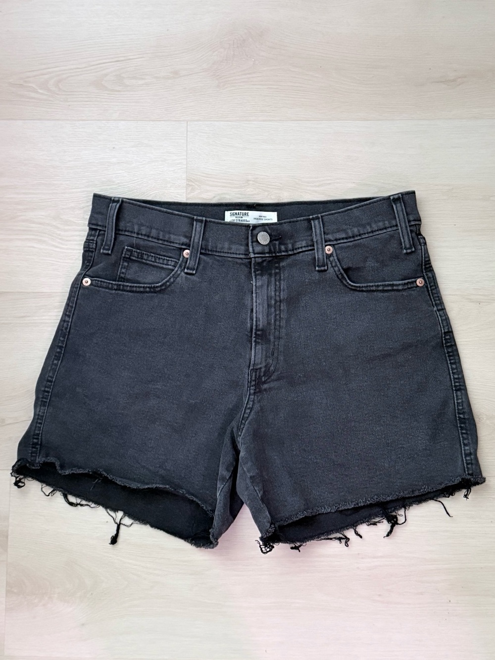 Levi Strauss Black Raw Hem Denim Shorts